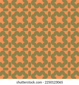 seamless orange victorian geometric pattern with green mosaic ornament