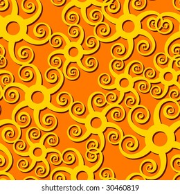 Seamless Orange Whirl Pattern