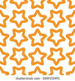 Seamless orange white pattern with stars