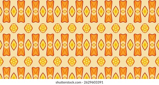 Seamless Orange and Yellow Ethnic-Inspired Pattern