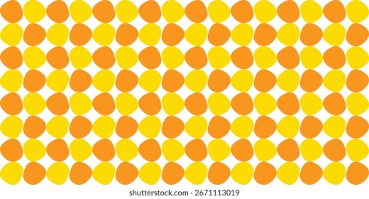 Seamless orange and yellow polka dot pattern background.