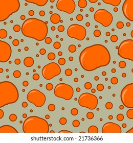 Seamless oranges and dots pattern on green background