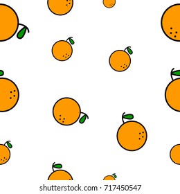 Seamless oranges pattern, isolated fruits pattern on white background using for page filled or paper printing.