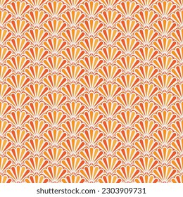 Seamless orangey orange floral geometric abstract background, vector wallpaper