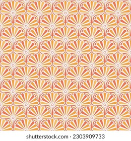 Seamless orangey orange floral geometric abstract background, vector wallpaper