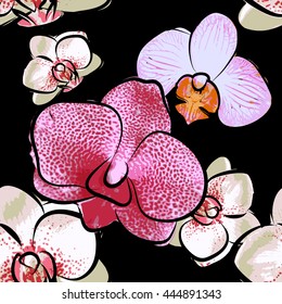 Seamless orchid background. Vector