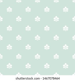 Seamless orchid flower pattern. Pale sage green background with white  blossoms . Vector symmetric wallpaper. Nature eco ornament for print. 
