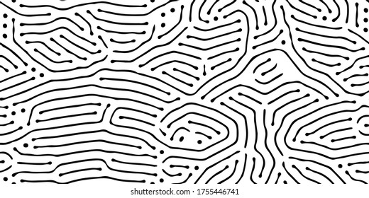 Nahtlose organische, biologische Muster. Abstrakte Formen wie Korallen. Bio, zeitgenössisches, trendiges, nahtloses Muster. Gilt für das Textildesign als Druck. Korallenstreifen, Hintergrund. Vektorgrafik