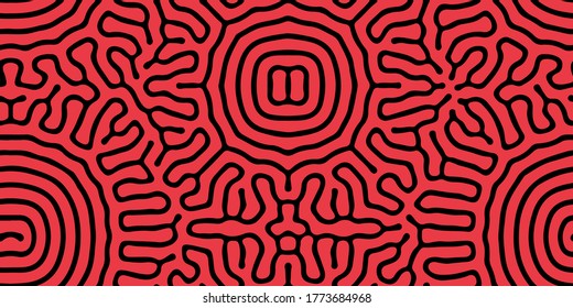 Patrón orgánico, biológico, sin foco. Formas abstractas como corales. Bio, diseño contemporáneo, moderno y sin fisuras. Aplicable al diseño textil, como impreso. Fondo de rayas corales. Ilustración del vector