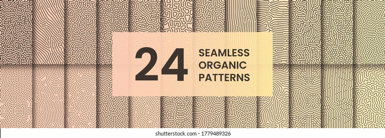 Seamless organic, biological pattern set. Abstract shapes like corals. Bio, trendy seamless pattern. Applicable for textile design, as print. Coral stripes background. Vector illustration