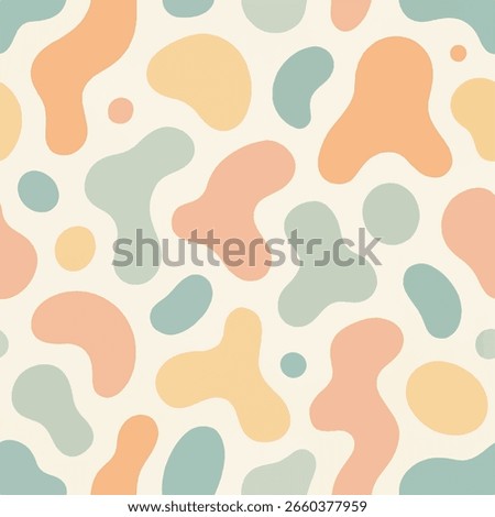Seamless Organic Blob Pattern in Pastel Colors on White Background
