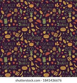 Seamless organic food vector pattern