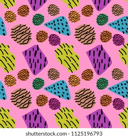 Seamless organic hipster repeat pattern. Colorful vintage feminine design.