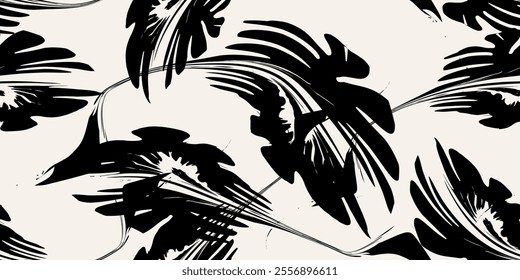 Seamless of organic leaf pattern. Minimalist silhouette with modern abstract contemporary for interior design, fashion, and textile. Vector illustration