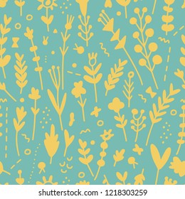 The seamless organic pattern with abstract flowers elements. Hand drawn doodle ethnic nature background for your design.Textile, blog decoration, banner, poster, wrapping paper.