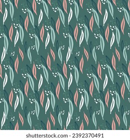 The seamless organic pattern with abstract flowers. Hand drawn spring overlapping nature background for your design.Textile, blog decoration, banner, poster, wrapping paper