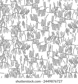 Seamless organic pattern with irregular lines - hand drawn black and white vector illustration.