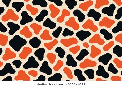 Seamless Organic red and black blotches on cream base, inspired by traditional koi fish colors.