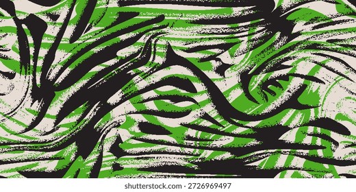 Padrão de forma orgânica sem costura com gradiente de textura granulada em preto e esmeralda em um fundo bege. Ilustração vetorial.