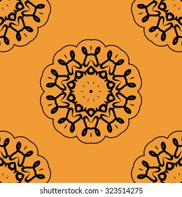 Seamless Orient Inspired Textile Print. Retro Ornate Mandala based seamless design  for greeting card, Brochure, Card or Invitation with Islamic, Arabic, Indian, Ottoman, Asian motifs.