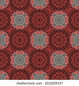 Seamless Orient Pattern made of Ethnic Mandalas. Lacy Grid  for Rapport, Print, Textile. Damask Ornament for Wallpaper in Vintage Style. Islam, Arabic, Indian, Ottoman Pattern