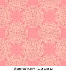 Seamless Orient Pattern made of Ethnic Mandalas. Lacy Grid  for Rapport, Print, Textile. Damask Ornament for Wallpaper in Vintage Style. Islam, Arabic, Indian, Ottoman Pattern