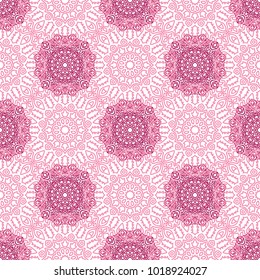 Seamless Orient Pattern made of Ethnic Mandalas. Lacy Grid  for Rapport, Print, Textile. Damask Ornament for Wallpaper in Vintage Style. Islam, Arabic, Indian, Ottoman Pattern