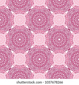 Seamless Orient Pattern made of Ethnic Mandalas. Lacy Grid  for Rapport, Print, Textile. Damask Ornament for Wallpaper in Vintage Style. Islam, Arabic, Indian, Ottoman Pattern