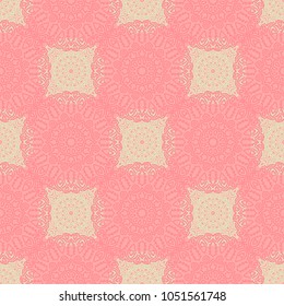 Seamless Orient Pattern made of Ethnic Mandalas. Lacy Grid  for Rapport, Print, Textile. Damask Ornament for Wallpaper in Vintage Style. Islam, Arabic, Indian, Ottoman Pattern