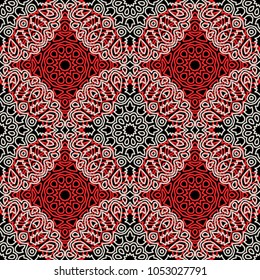 Seamless Orient Pattern made of Ethnic Mandalas. Lacy Grid  for Rapport, Print, Textile. Damask Ornament for Wallpaper in Vintage Style. Islam, Arabic, Indian, Ottoman Pattern