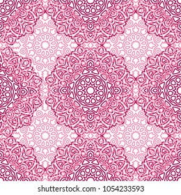 Seamless Orient Pattern made of Ethnic Mandalas. Lacy Grid  for Rapport, Print, Textile. Damask Ornament for Wallpaper in Vintage Style. Islam, Arabic, Indian, Ottoman Pattern