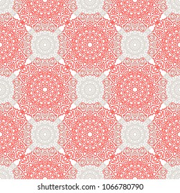 Seamless Orient Pattern made of Ethnic Mandalas. Lacy Grid  for Rapport, Print, Textile. Damask Ornament for Wallpaper in Vintage Style. Islam, Arabic, Indian, Ottoman Pattern