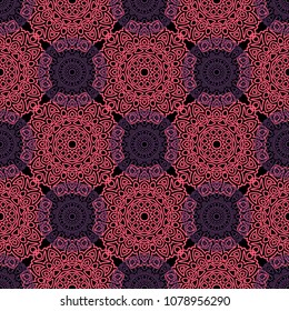 Seamless Orient Pattern made of Ethnic Mandalas. Lacy Grid  for Rapport, Print, Textile. Damask Ornament for Wallpaper in Vintage Style. Islam, Arabic, Indian, Ottoman Pattern