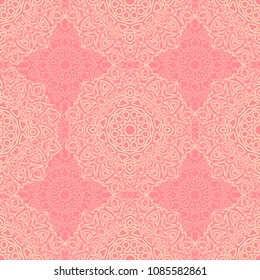 Seamless Orient Pattern made of Ethnic Mandalas. Lacy Grid  for Rapport, Print, Textile. Damask Ornament for Wallpaper in Vintage Style. Islam, Arabic, Indian, Ottoman Pattern