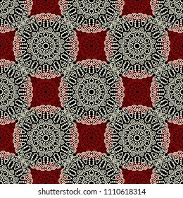 Seamless Orient Pattern made of Ethnic Mandalas. Lacy Grid  for Rapport, Print, Textile. Damask Ornament for Wallpaper in Vintage Style. Islam, Arabic, Indian, Ottoman Pattern