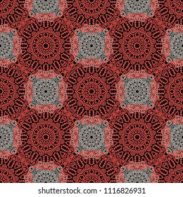 Seamless Orient Pattern made of Ethnic Mandalas. Lacy Grid  for Rapport, Print, Textile. Damask Ornament for Wallpaper in Vintage Style. Islam, Arabic, Indian, Ottoman Pattern