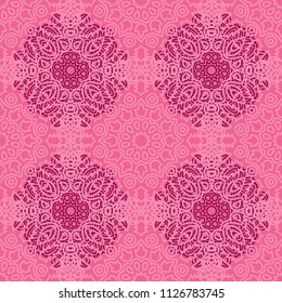 Seamless Orient Pattern made of Ethnic Mandalas. Lacy Grid  for Rapport, Print, Textile. Damask Ornament for Wallpaper in Vintage Style. Islam, Arabic, Indian, Ottoman Pattern