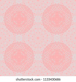 Seamless Orient Pattern made of Ethnic Mandalas. Lacy Grid  for Rapport, Print, Textile. Damask Ornament for Wallpaper in Vintage Style. Islam, Arabic, Indian, Ottoman Pattern