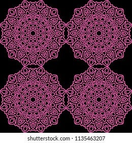 Seamless Orient Pattern made of Ethnic Mandalas. Lacy Grid  for Rapport, Print, Textile. Damask Ornament for Wallpaper in Vintage Style. Islam, Arabic, Indian, Ottoman Pattern