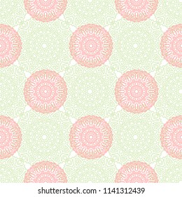 Seamless Orient Pattern made of Ethnic Mandalas. Lacy Grid  for Rapport, Print, Textile. Damask Ornament for Wallpaper in Vintage Style. Islam, Arabic, Indian, Ottoman Pattern