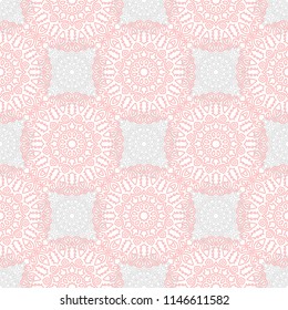 Seamless Orient Pattern made of Ethnic Mandalas. Lacy Grid  for Rapport, Print, Textile. Damask Ornament for Wallpaper in Vintage Style. Islam, Arabic, Indian, Ottoman Pattern
