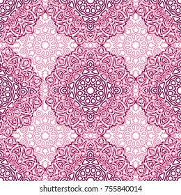 Seamless Orient Pattern made of Ethnic Mandalas. Lacy Grid  for Rapport, Print, Textile. Damask Ornament for Wallpaper in Vintage Style. Islam, Arabic, Indian, Ottoman Pattern