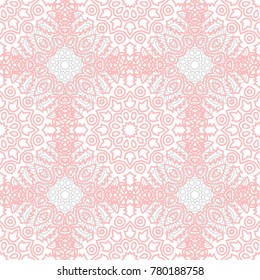 Seamless Orient Pattern made of Ethnic Mandalas. Lacy Grid  for Rapport, Print, Textile. Damask Ornament for Wallpaper in Vintage Style. Islam, Arabic, Indian, Ottoman Pattern