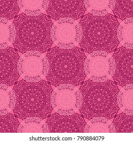 Seamless Orient Pattern made of Ethnic Mandalas. Lacy Grid  for Rapport, Print, Textile. Damask Ornament for Wallpaper in Vintage Style. Islam, Arabic, Indian, Ottoman Pattern