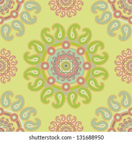 Seamless orient  vector pattern with paisley ornament