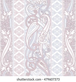 Seamless oriental background. Filigree eastern motifs in pastel colors.Elegant Hand Drawn vector pattern.Vector illustration