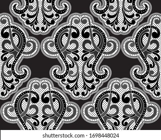 Seamless oriental Black and White ornament in the style of baroque. Traditional classic vector pattern