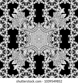 Seamless oriental classic colorful pattern. Vector abstract background with colorful repeating elements on a black, white and gray colors.