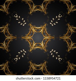 Seamless oriental classic golden pattern. Vector abstract background with golden repeating elements on a black colors.