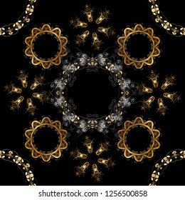 Seamless oriental classic golden pattern. Vector abstract background with golden repeating elements on a black and brown colors.